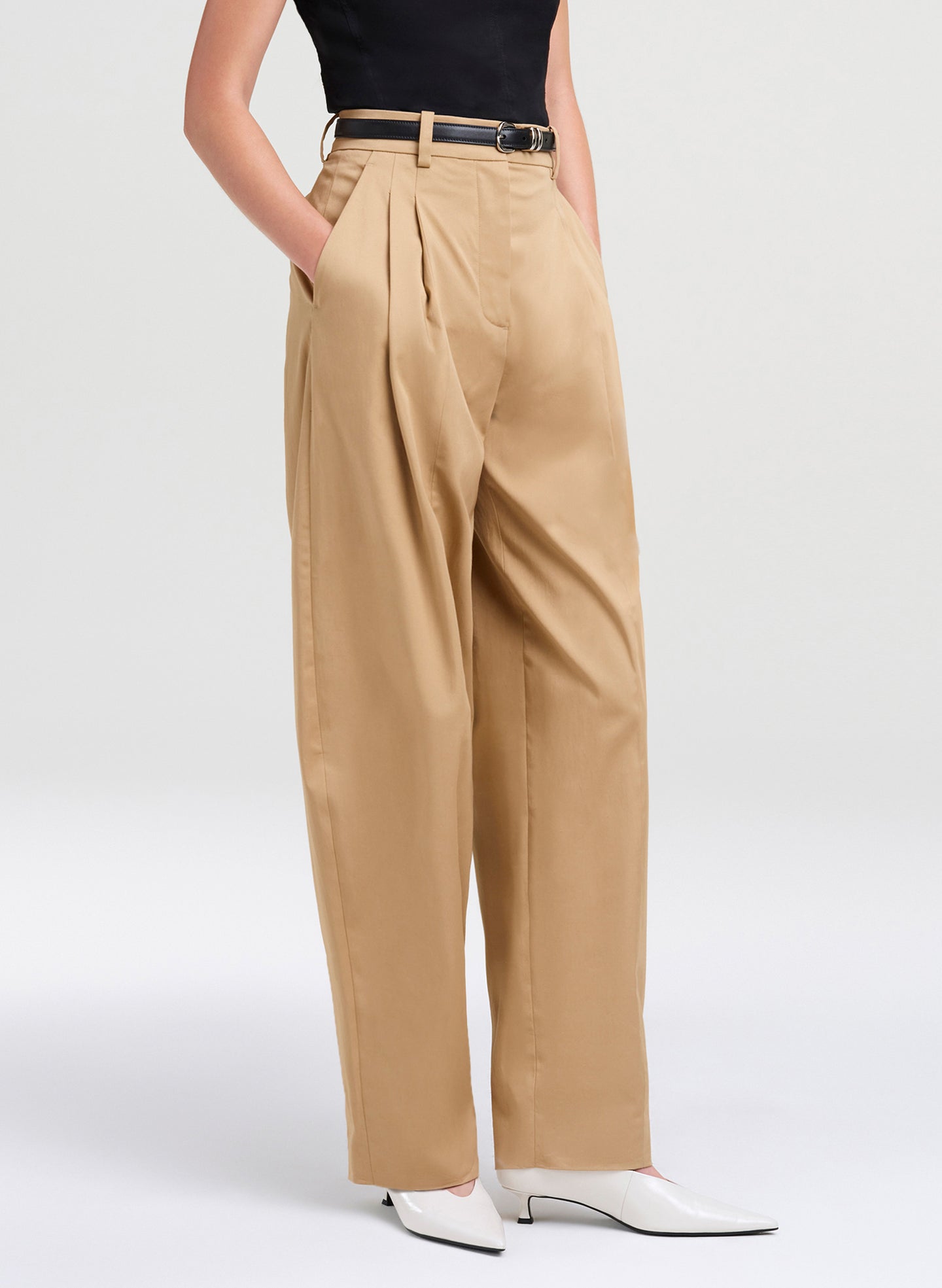 tan pants on model