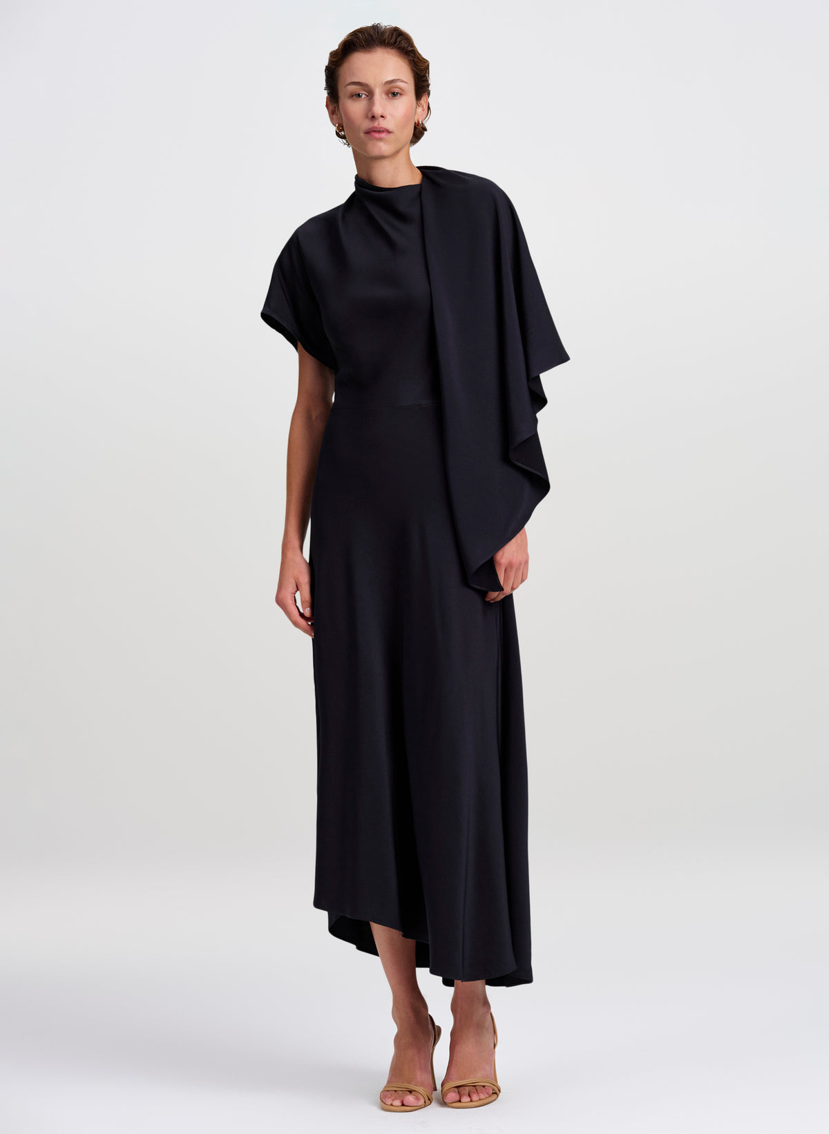 Kate Textured Satin Draped Midi Dress