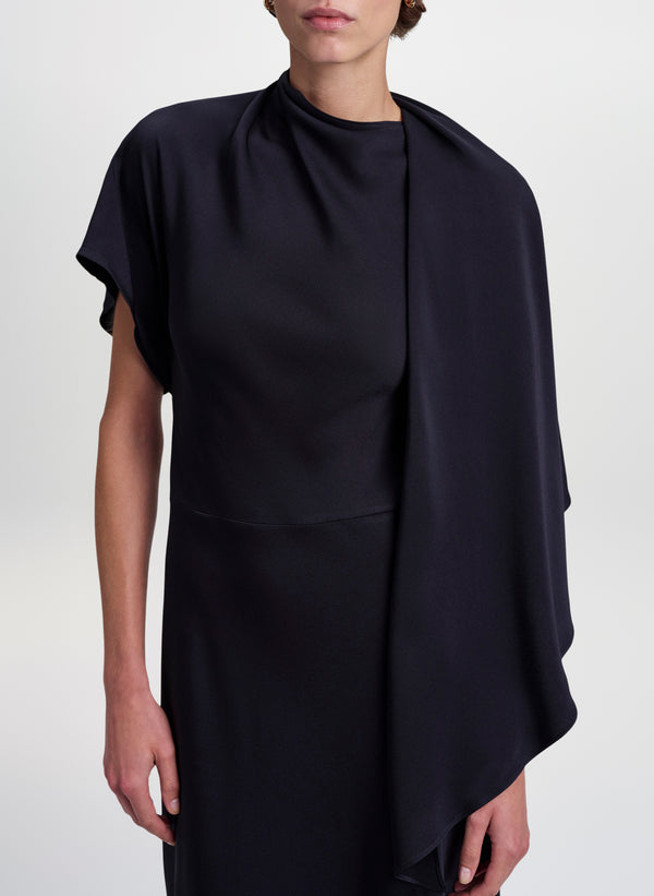 Kate Textured Satin Draped Midi Dress