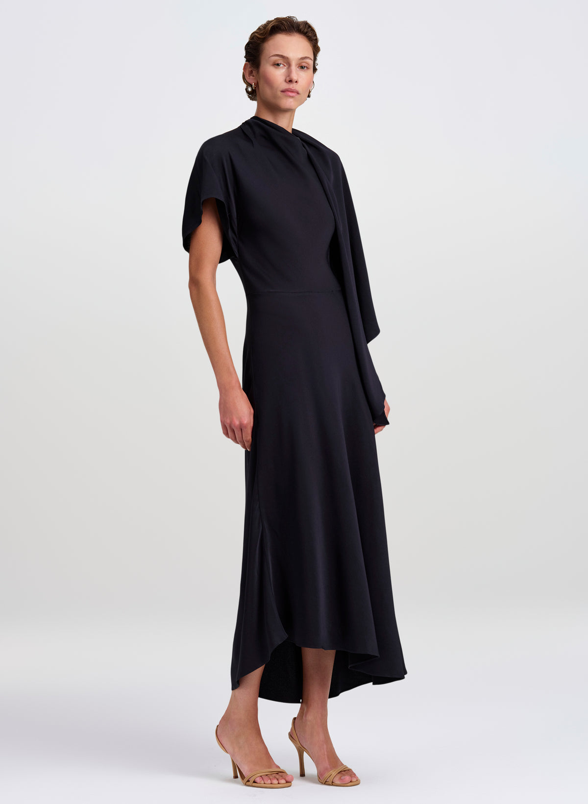 Kate Textured Satin Draped Midi Dress