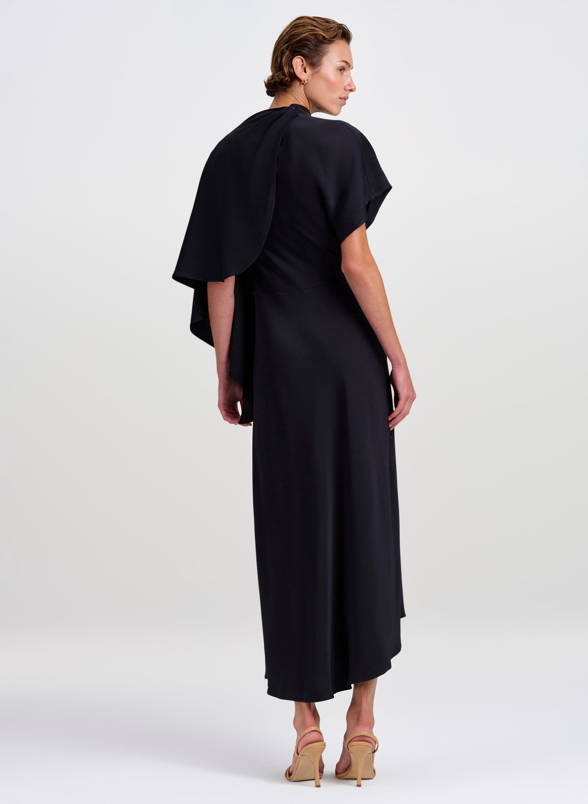 Kate Textured Satin Draped Midi Dress