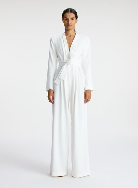 White Long Sleeve Corset Jumpsuit – IRHAZ
