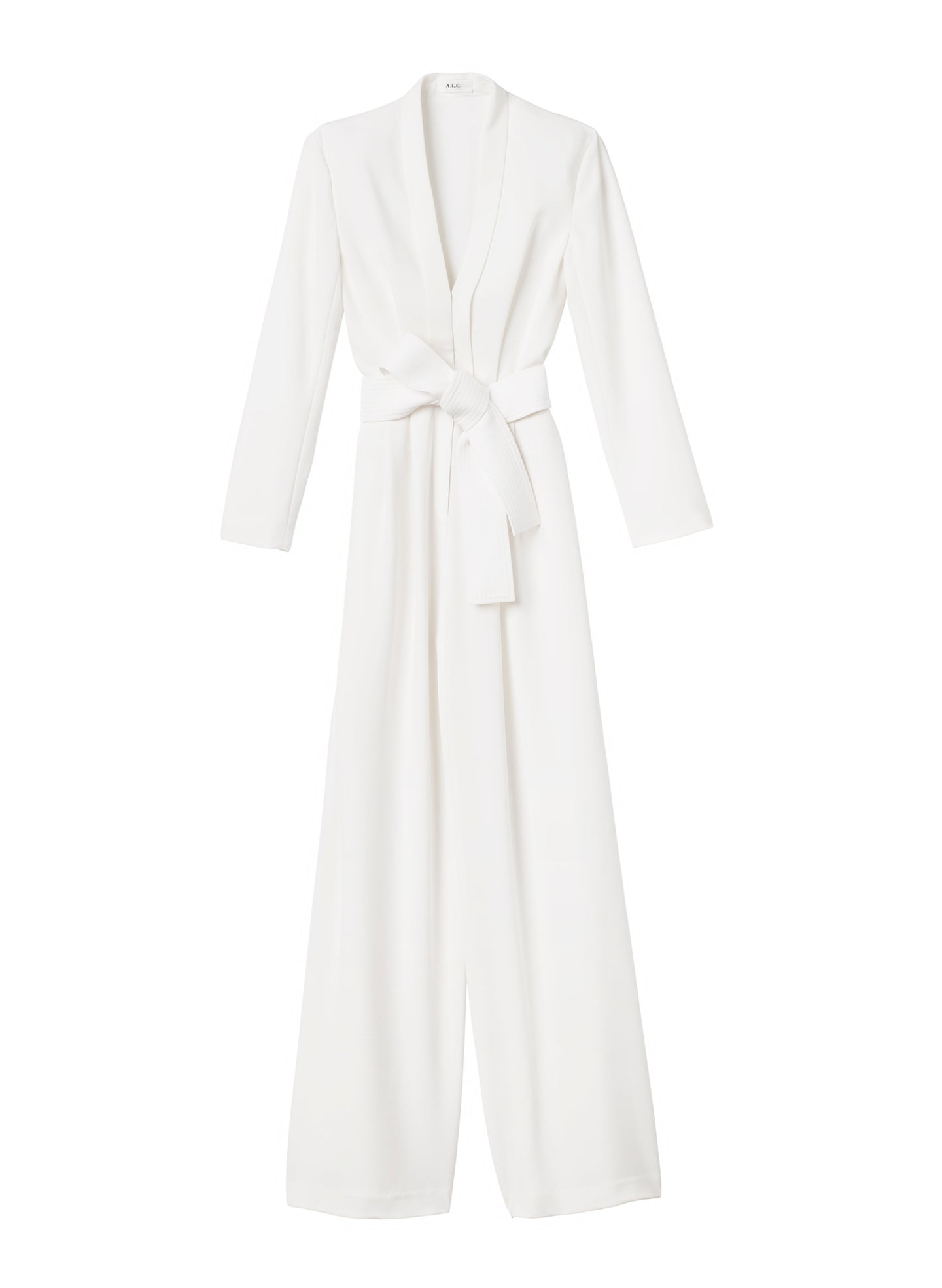 flatlay white long sleeve jumpsuit
