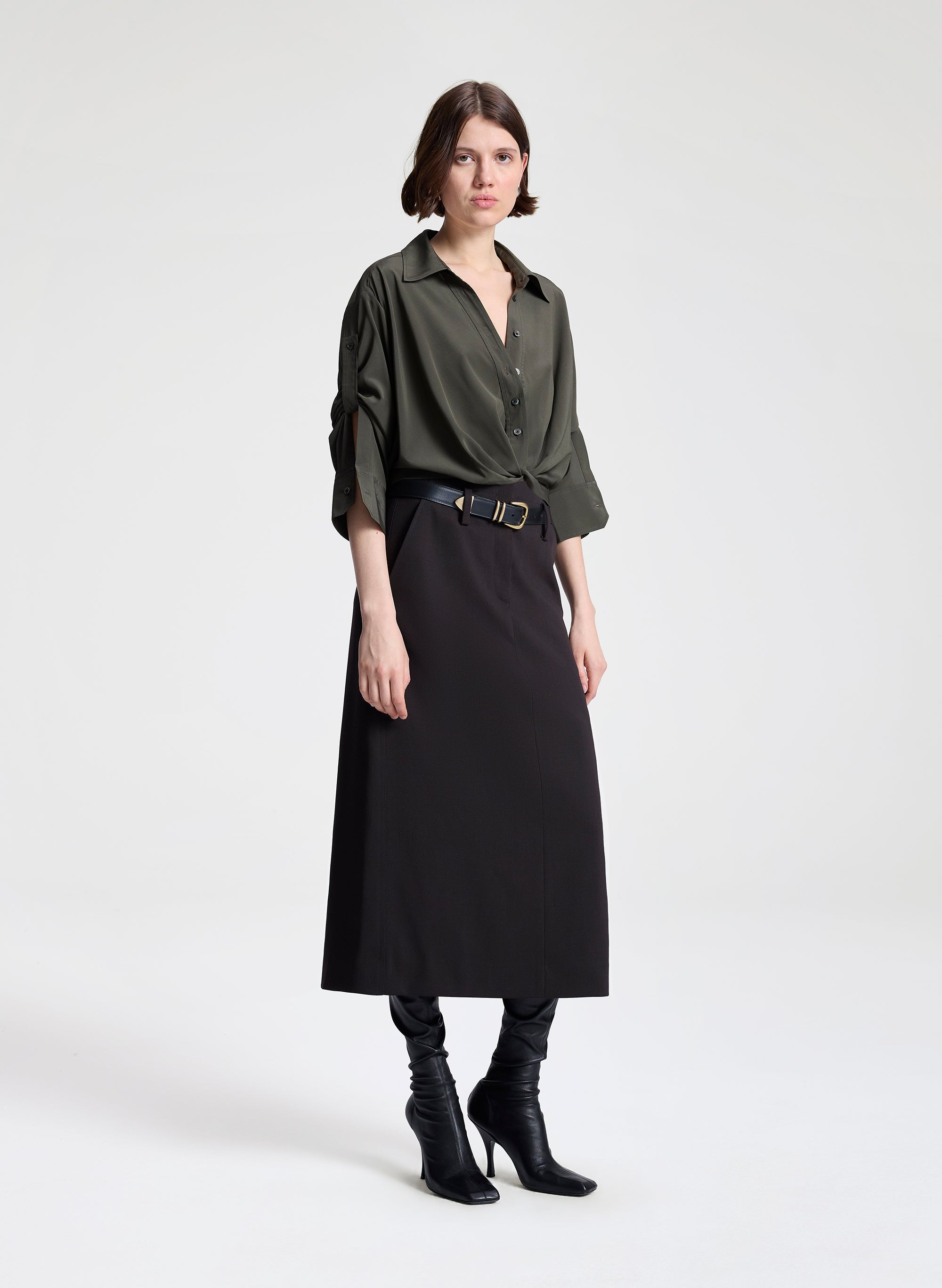 Leo Cropped Silk Shirt | ALC LTD