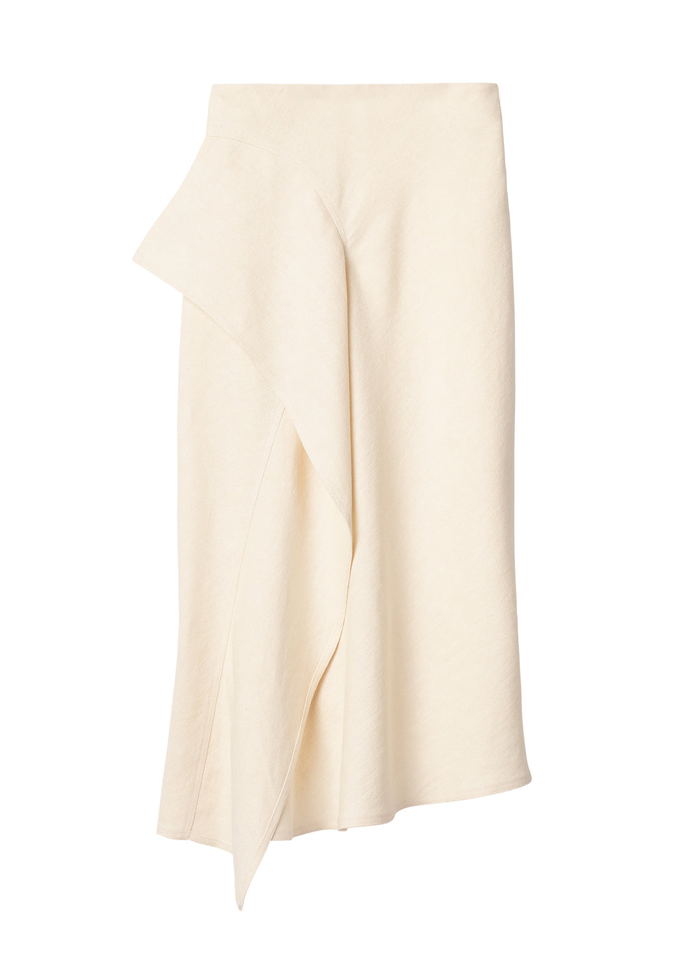 flatlay of cream linen midi skirt