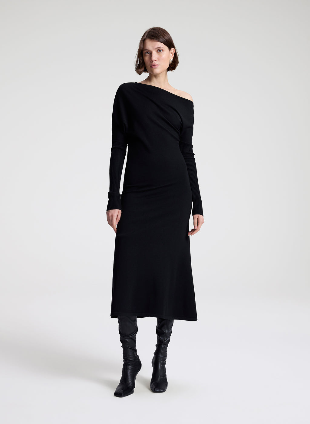 A.L.C. Women's Liv Fine Merino Knit Midi Dress in Black, Size XS