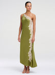 Lou Satin and Lace Midi Dress