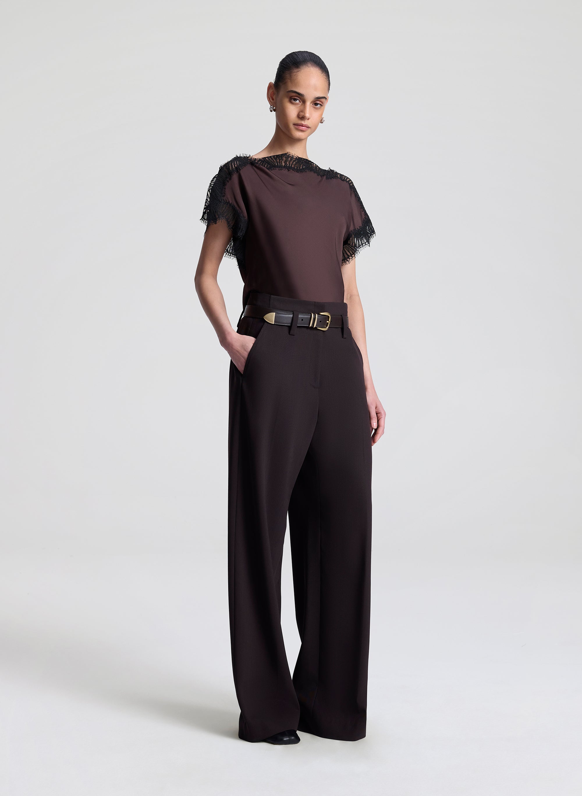 A.L.C. Luna Satin and Lace Top | ALCltd.com