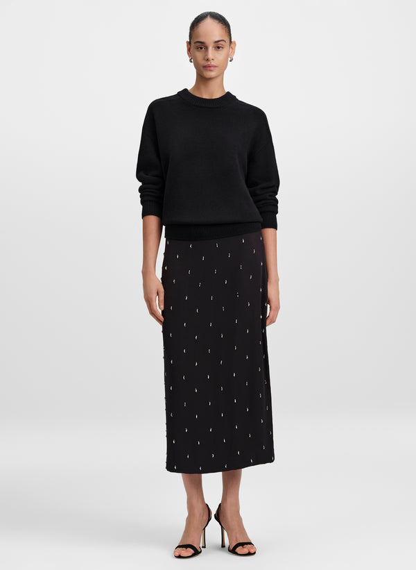 Maelle Embellished Silk Midi Skirt