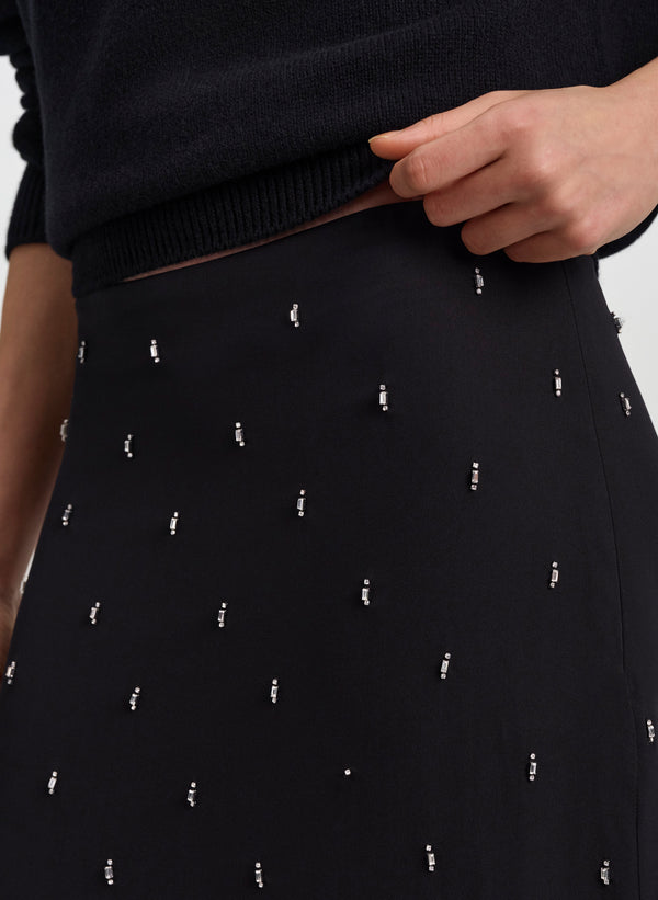 Maelle Embellished Silk Midi Skirt