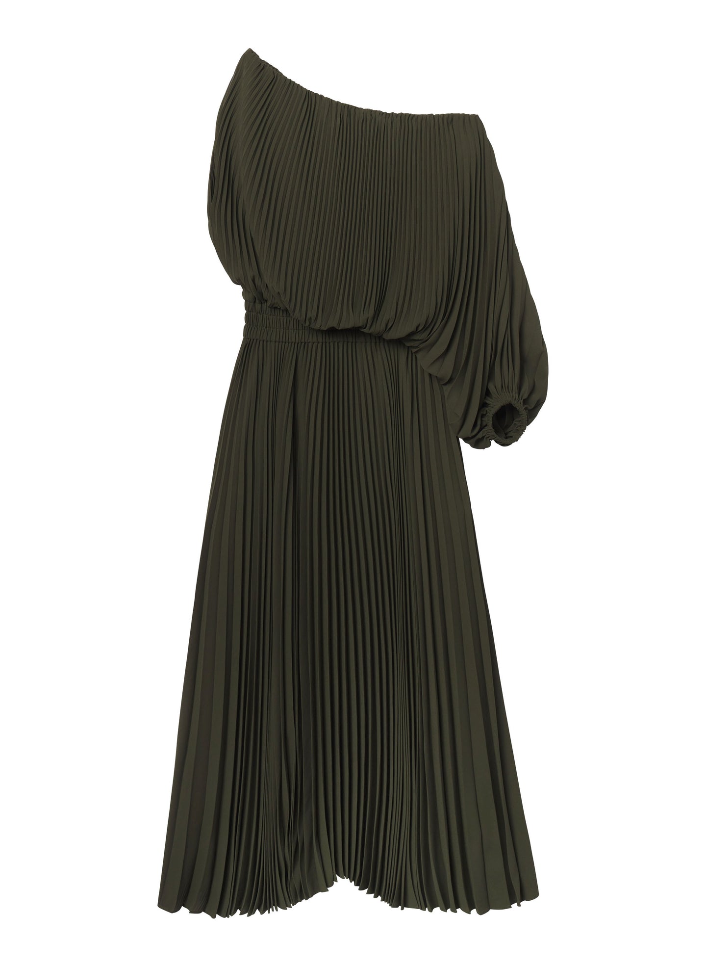 pleated georgette open-back long midi dress Pleated Georgette Open-Back Maxi Dress