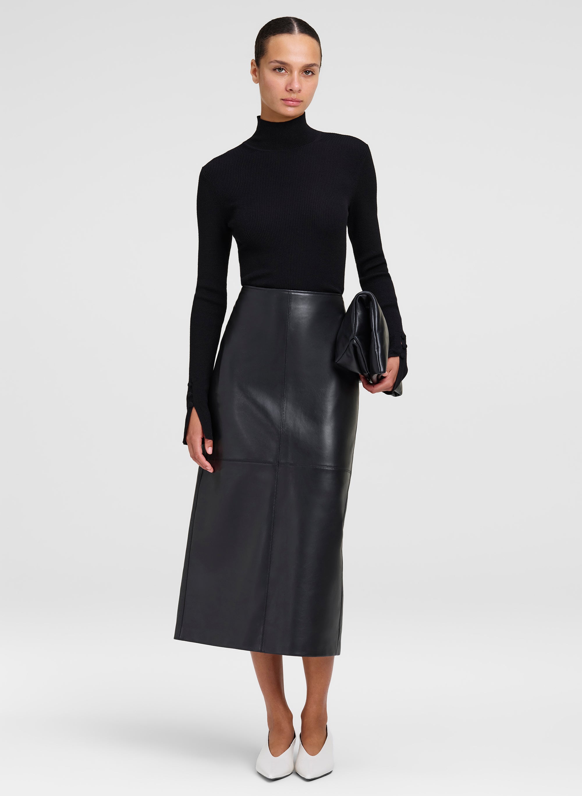 Marta Leather Midi Skirt