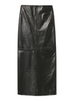Marta Glossy Leather Midi Skirt