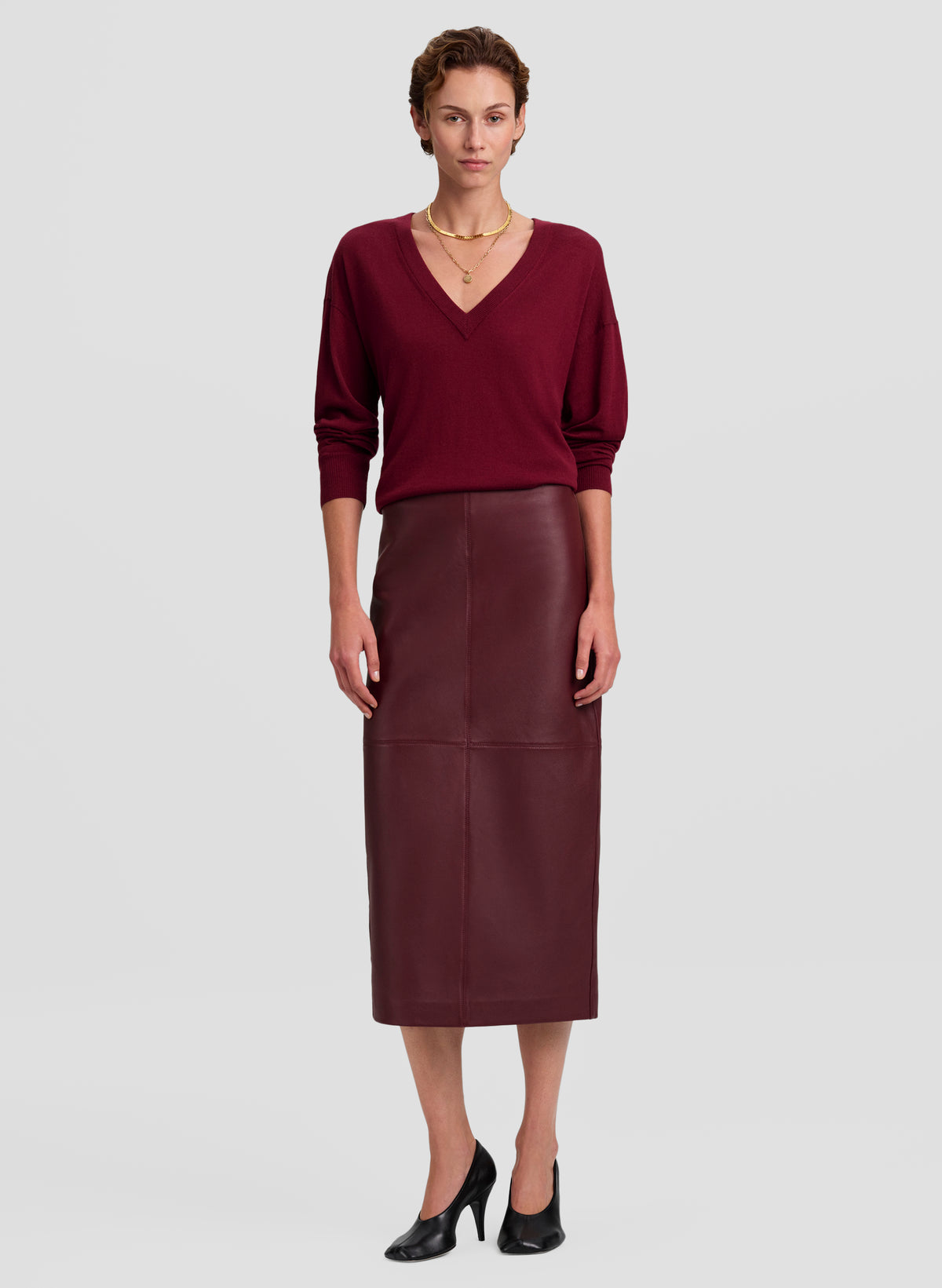 Marta Leather Midi Skirt