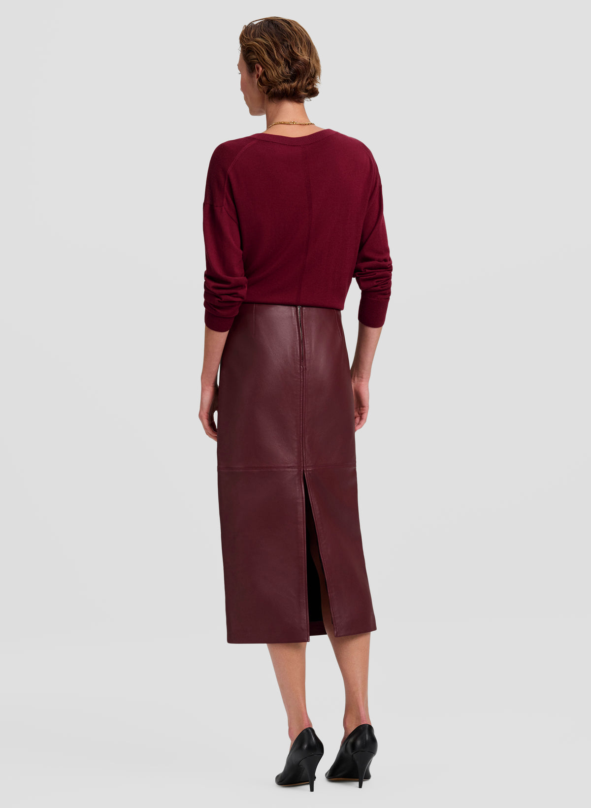 Marta Leather Midi Skirt