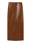 Marta Glossy Leather Midi Skirt