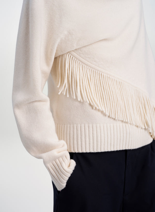 Miles Draped Wool Fringe Sweater