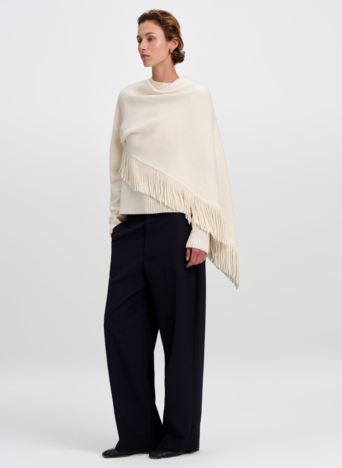 Miles Draped Wool Fringe Sweater