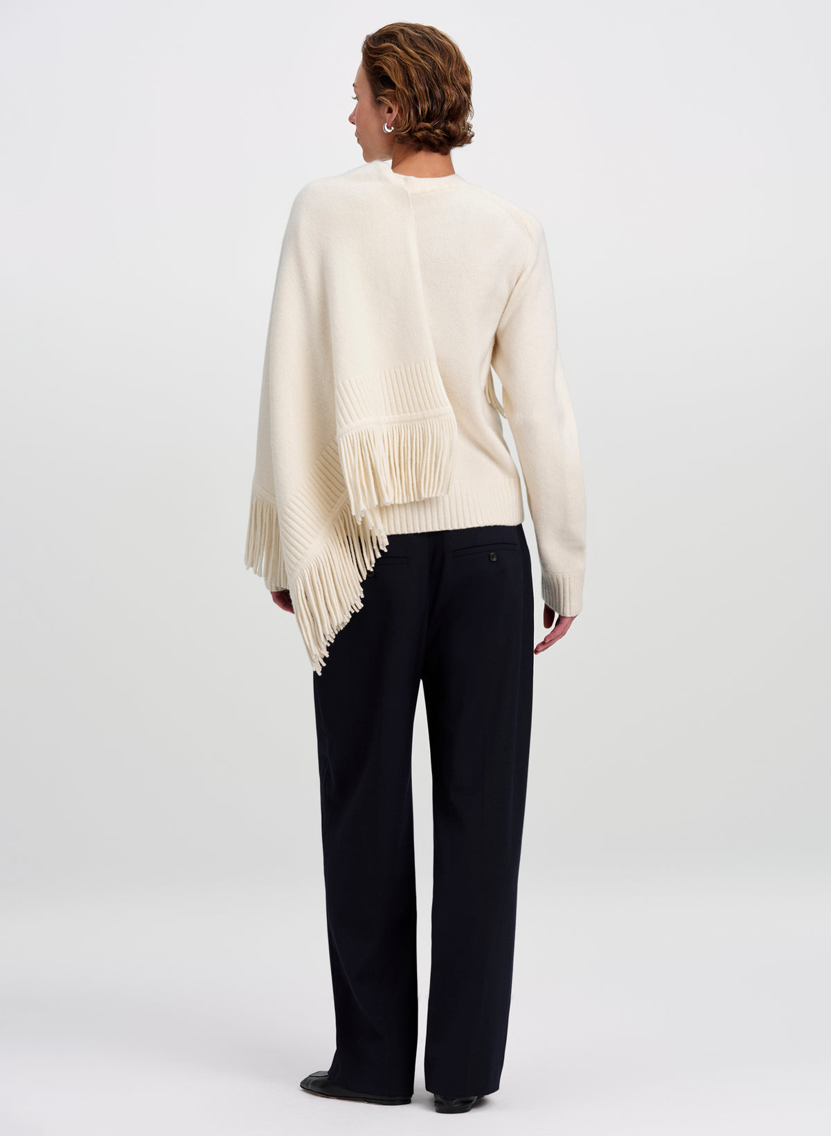 Miles Draped Wool Fringe Sweater