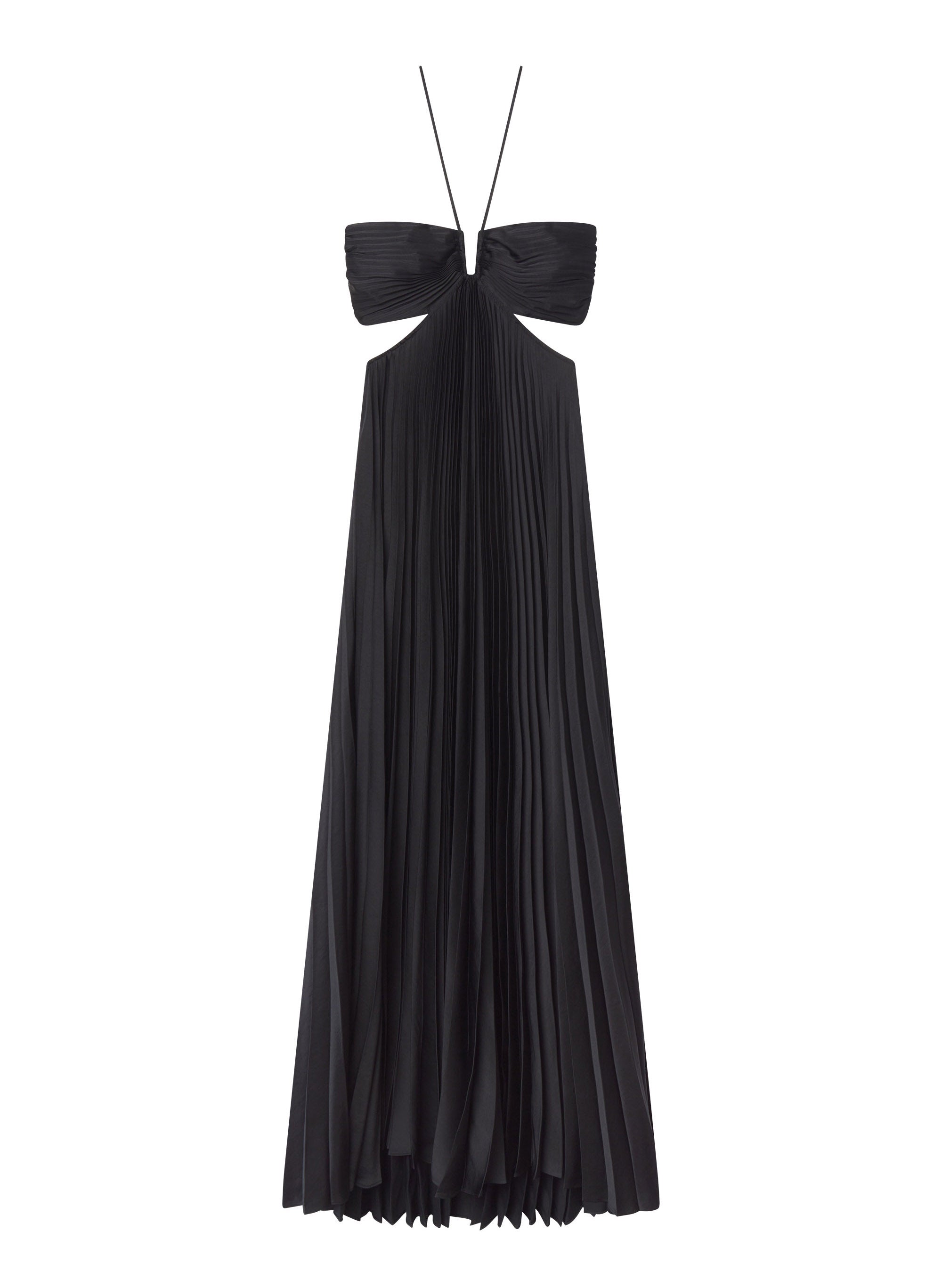 Dim Moire ブラック Moira Satin Pleated Maxi Dress | ALC LTD