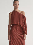 Mara Satin Pleated Asymmetric Top
