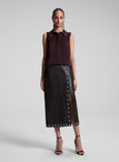 Naomi Studded Leather Midi Skirt