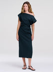 Nara Stretch Cotton Off Shoulder Midi Dress