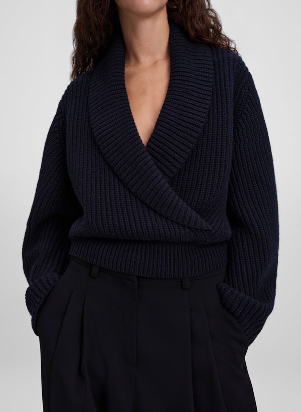Naya Merino Shawl Collar Wrap Sweater
