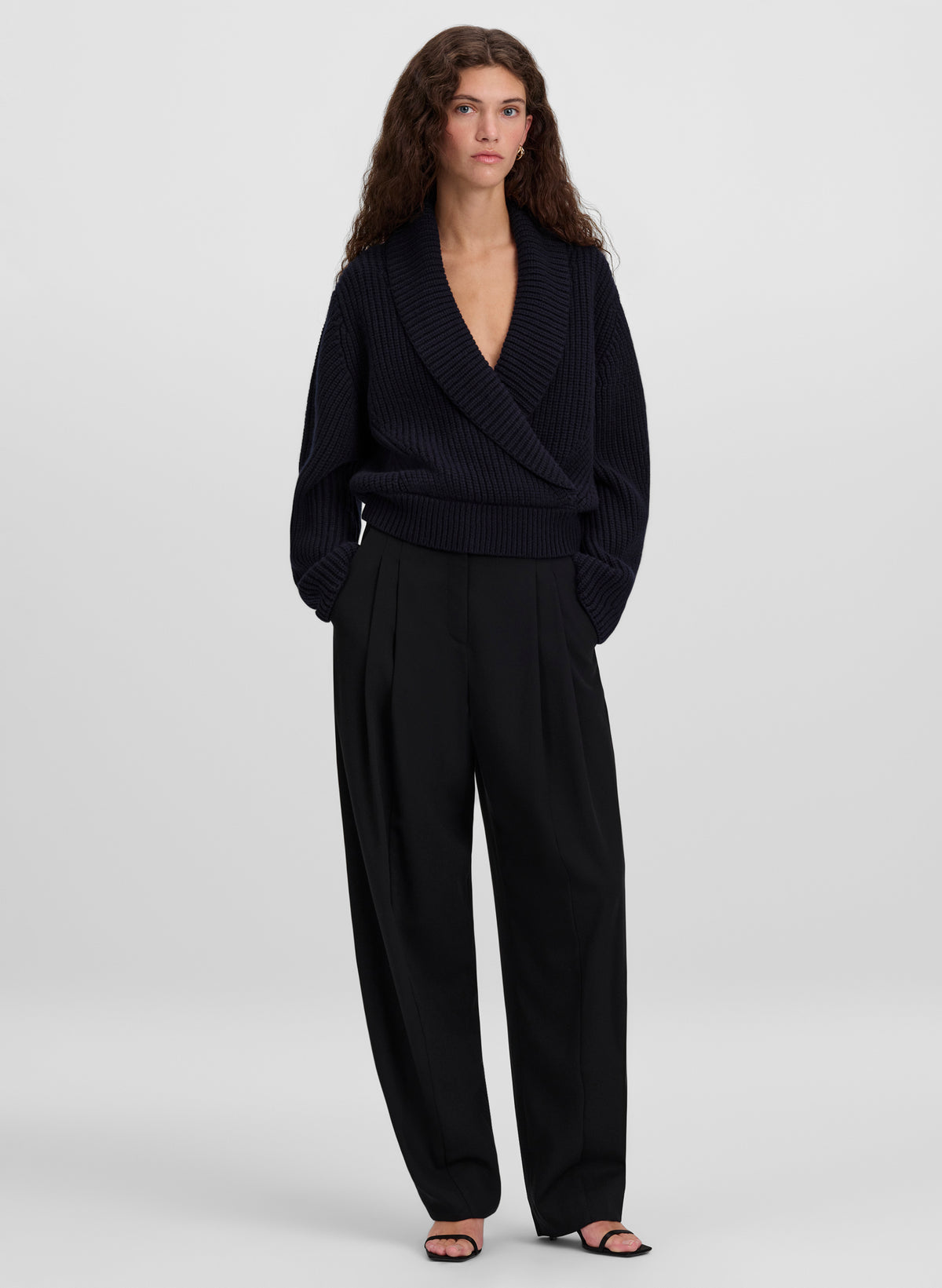 Naya Merino Shawl Collar Wrap Sweater