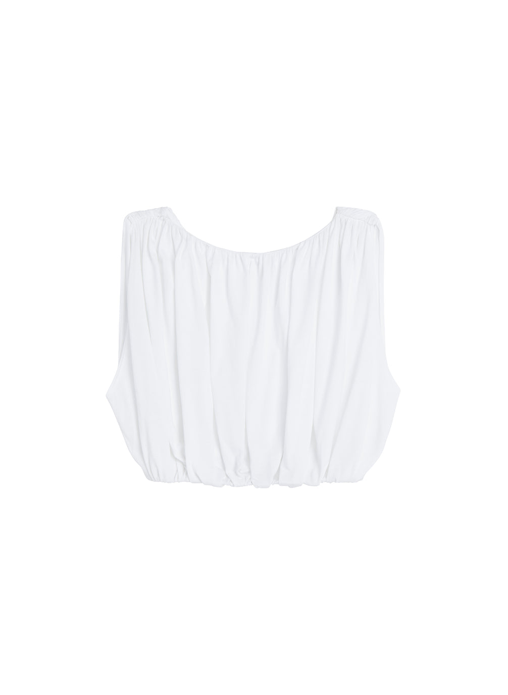 flatlay of white sleeveless cropped top
