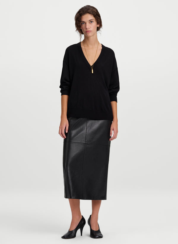 Nicole Fine Merino V Neck Sweater