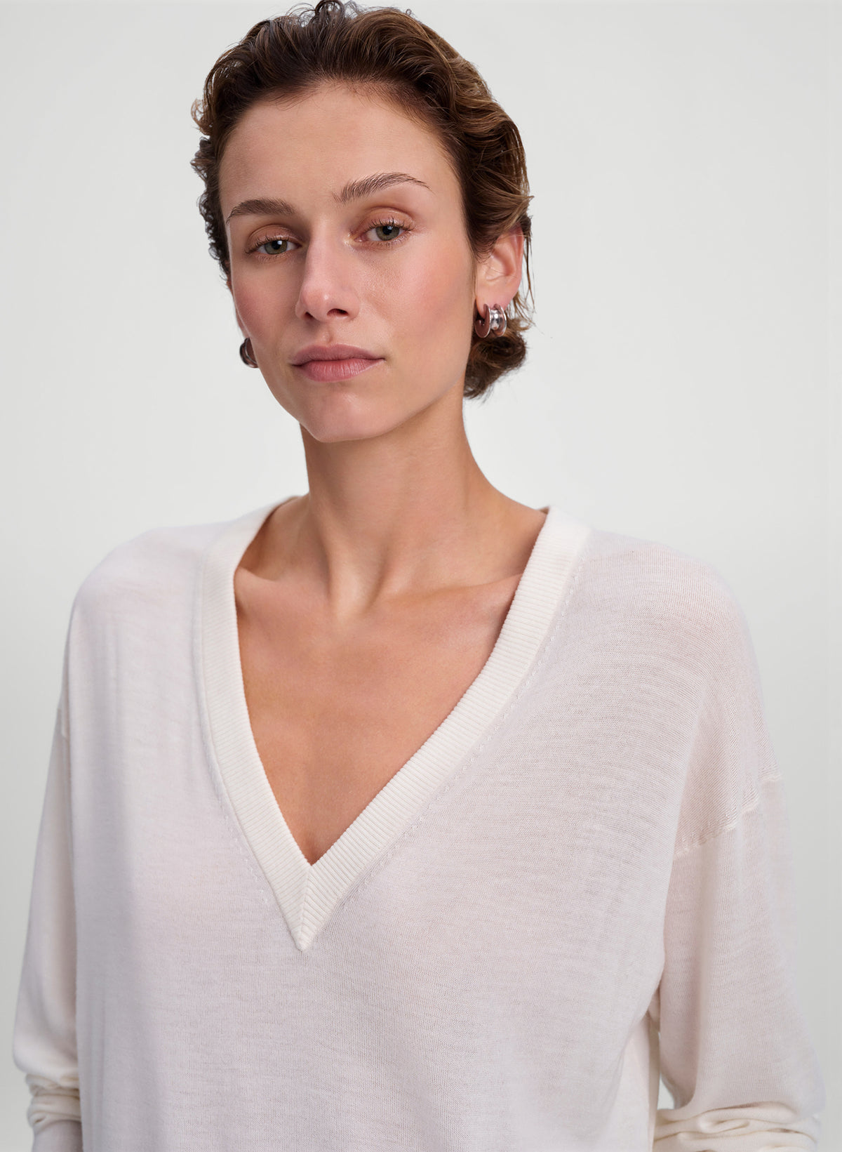 Nicole Fine Merino V-Neck Sweater