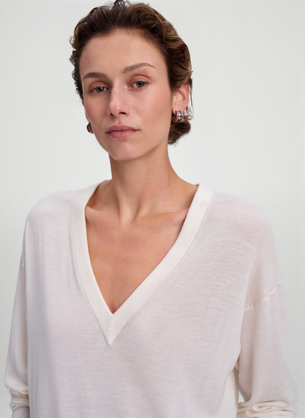 Nicole Fine Merino V-Neck Sweater