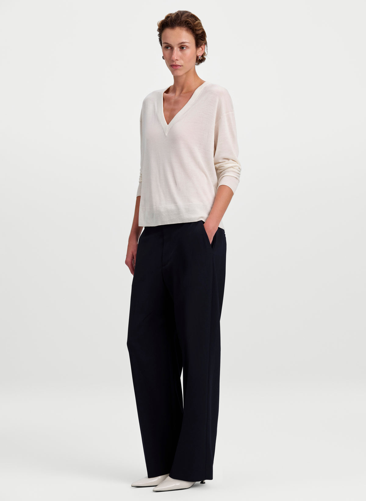 Nicole Fine Merino V-Neck Sweater