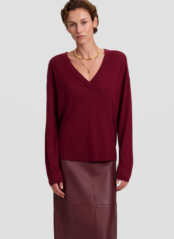 Nicole Fine Merino V-Neck Sweater