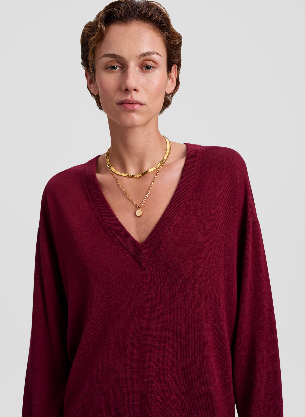 Nicole Fine Merino V-Neck Sweater