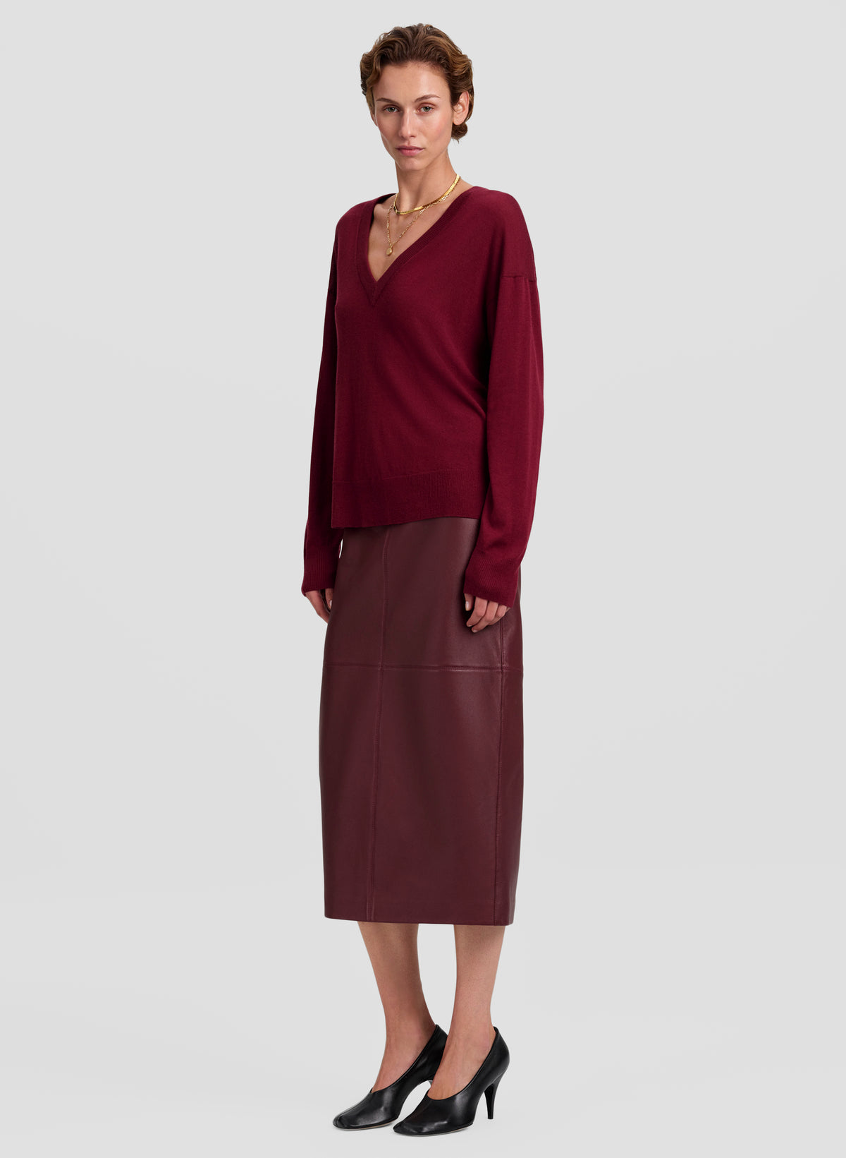 Nicole Fine Merino V-Neck Sweater