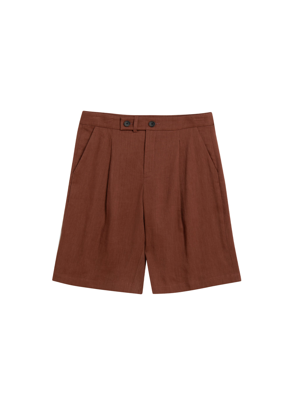 flatlay of brown shorts