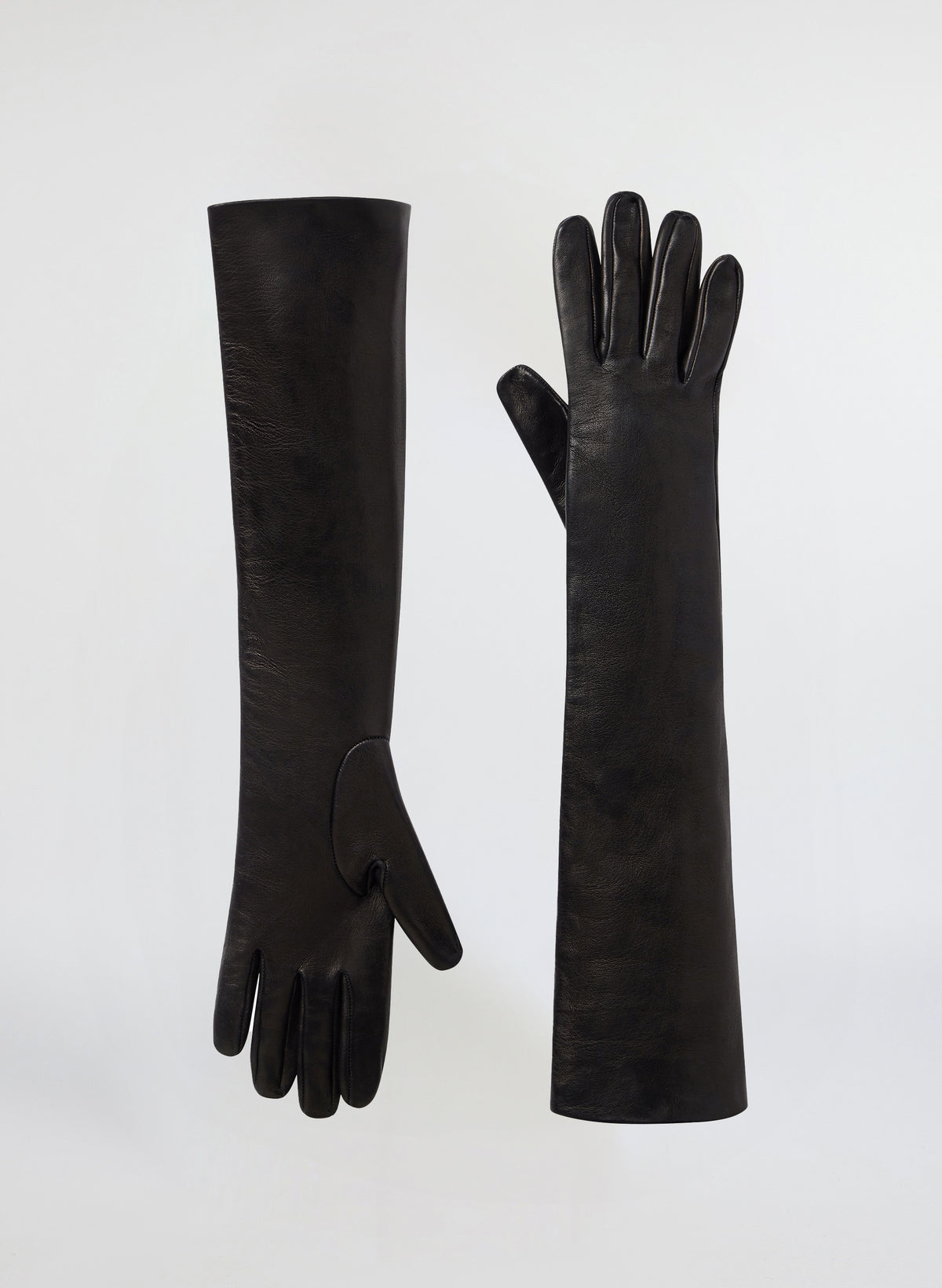 long black leather gloves