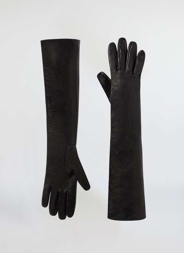 long black leather gloves