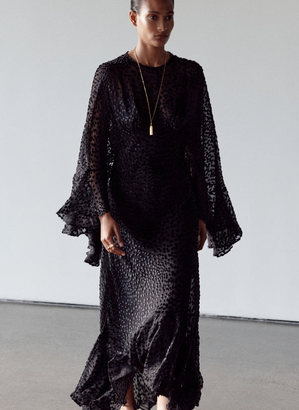 Uma Silk Devoré Midi Dress