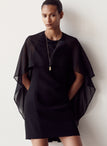 Adela Silk Chiffon Caped Mini Dress
