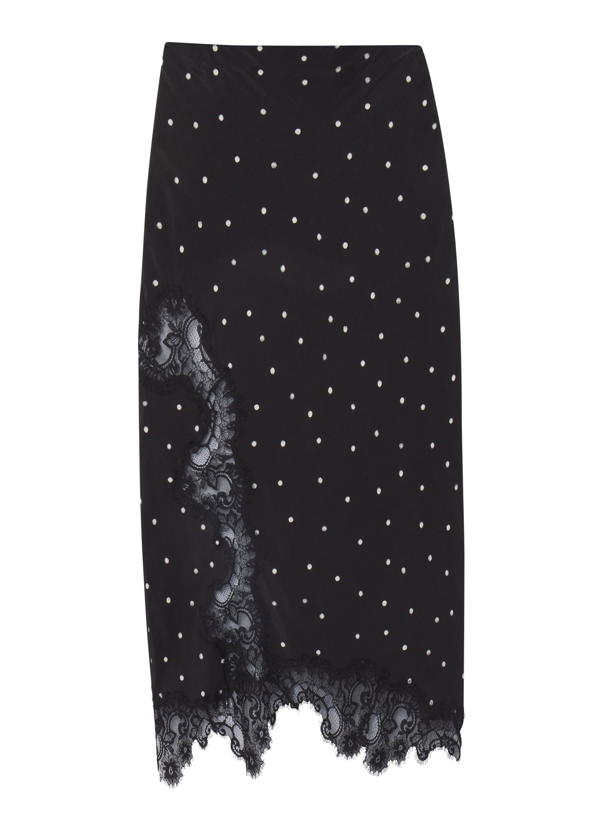A.L.C. Olivia Polka Dot Crepe and Lace Midi Skirt | ALCltd.com