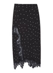Olivia Polka Dot Crepe and Lace Midi Skirt