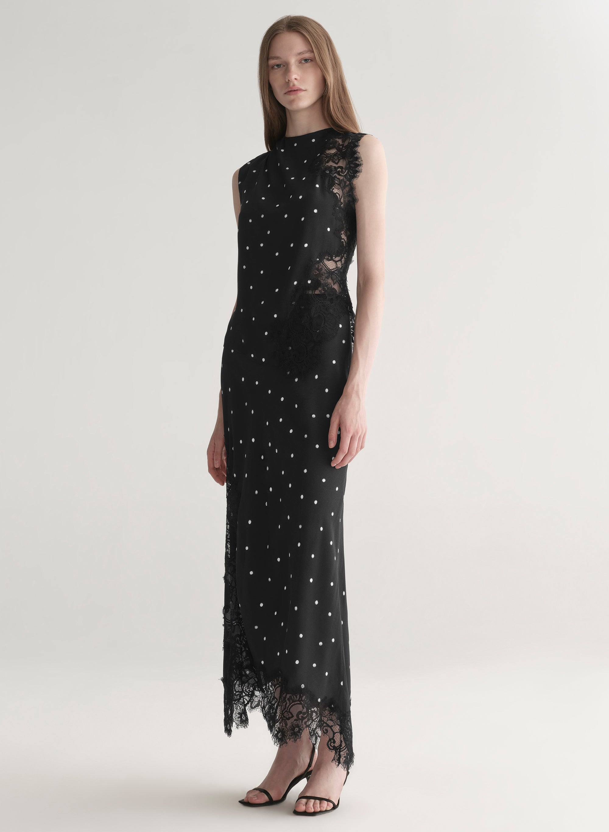 A.L.C. Olivia Polka Dot Crepe and Lace Midi Skirt | ALCltd.com