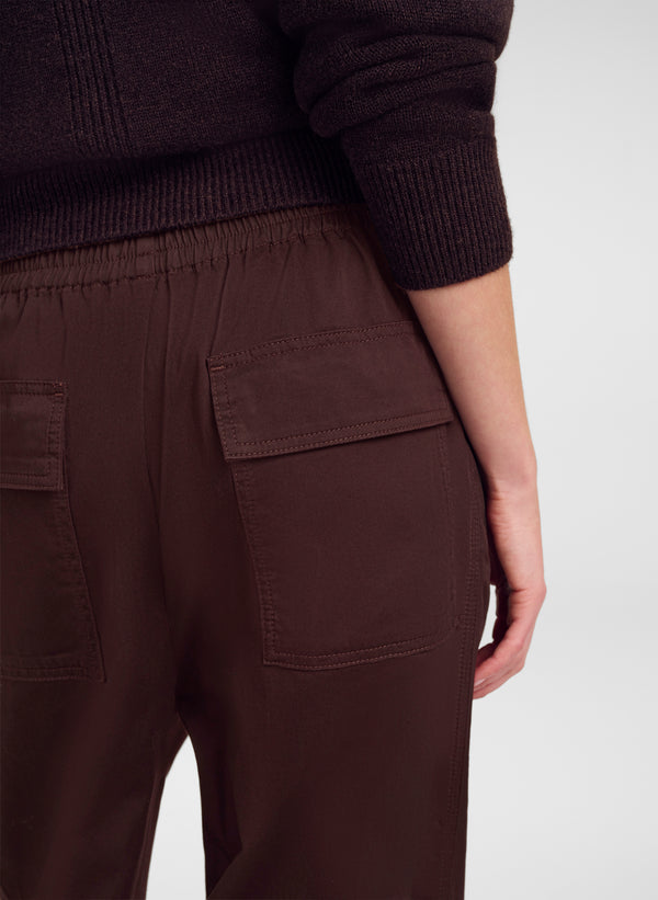 close up of brown cotton pants
