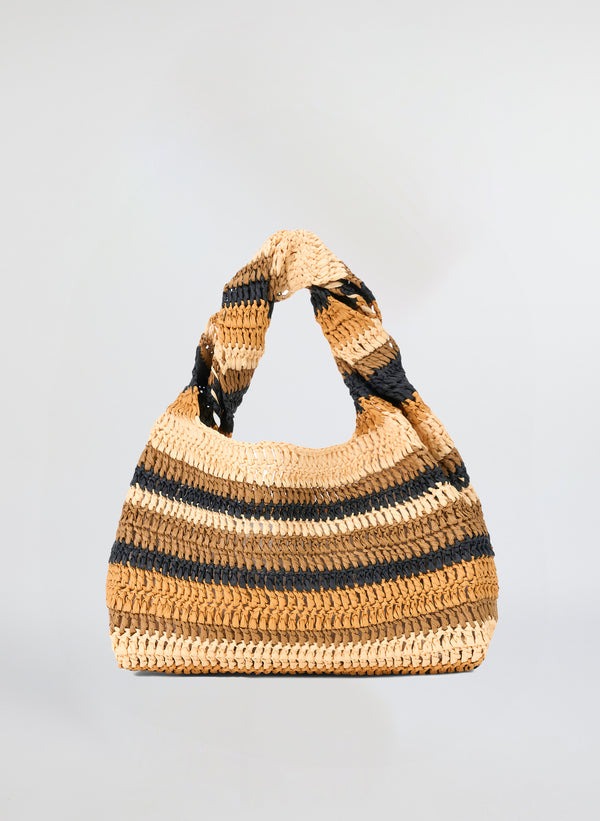 Striped Raffia Handbag