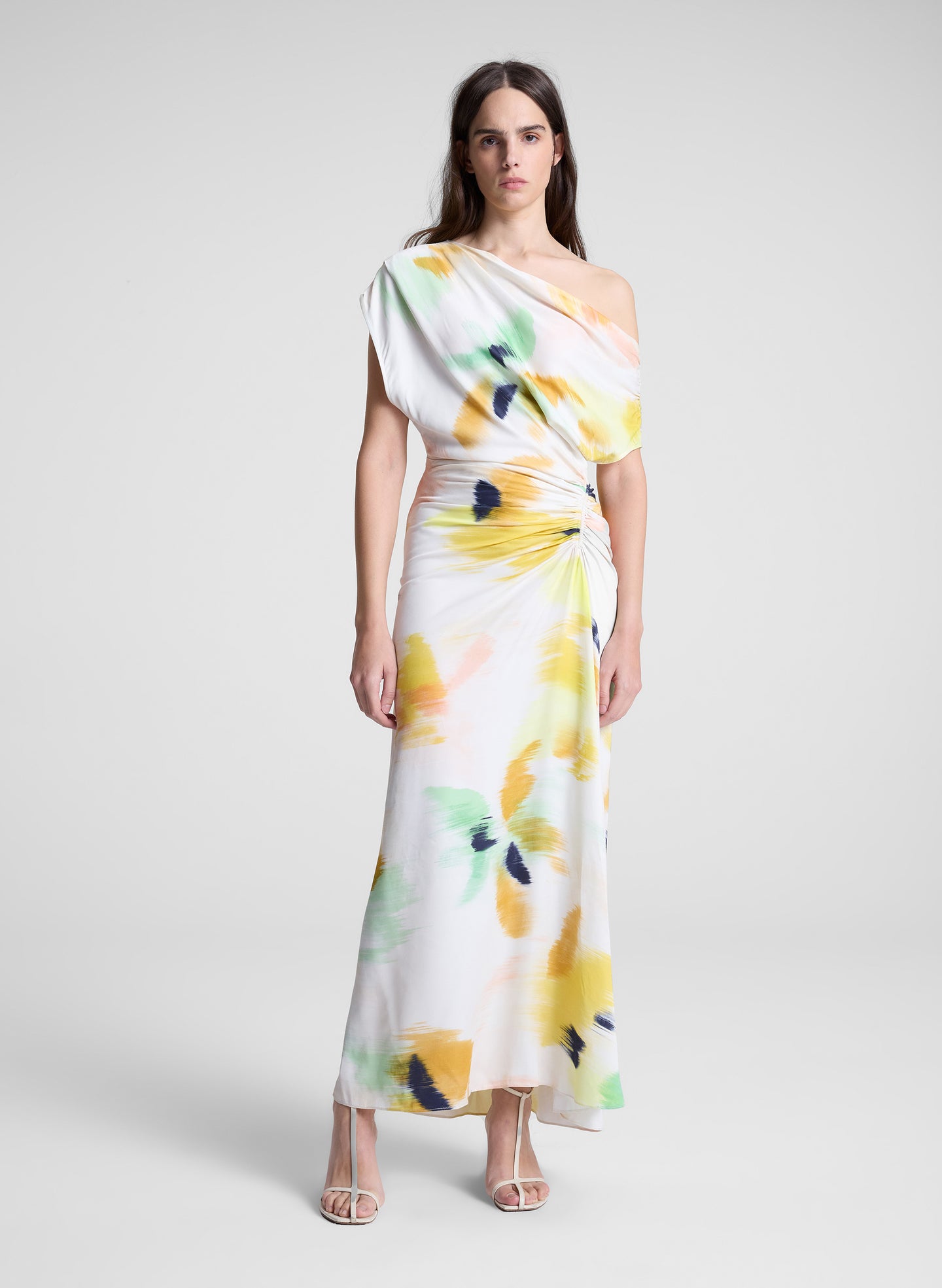 woman wearing multicolor floral maxi dress