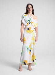woman wearing multicolor floral maxi dress