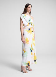 woman wearing multicolor floral maxi dress